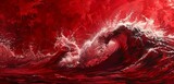 Fototapeta Natura - Waves of red crash, mirroring the intensity of period agony.