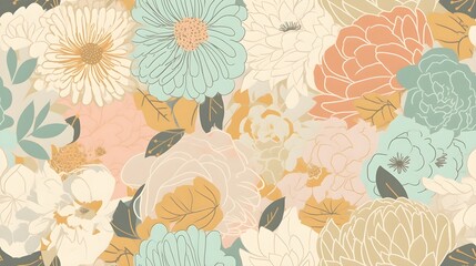 Sticker - simple soft light floral leaf background wallpaper pattern