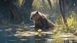 beaver in the river