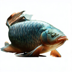 Wall Mural - an isolated colorful fish on a white background, created with AI technology. 
