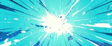 Comic Book Burst In Teal Blue Turquoise, Resembling An Explosion Zoom Effect, Cartoon Background