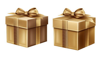 Wall Mural - two golden gift box isolated on transparent background cutout