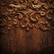 openwork wood carving on a wooden background