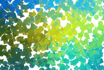Poster - Dark  blue, yellow vector background with triangles, circles, cubes.