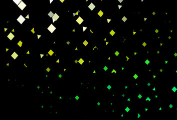 Poster - Dark green, yellow vector texture in poly style with circles, cubes.