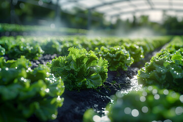 Sticker - Lush Green Hydroponics Leafy Greens in Greenhouse for Sustainable Urban Farming