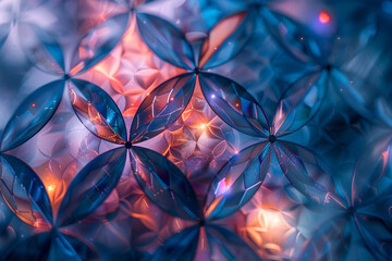 Wall Mural - Mesmerizing Digital of the Flower of Life Pattern Revealing Meditative Existence