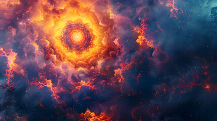 Poster - Unlocking the Cosmic Pathway to Enlightenment through Sacred Geometry and Meditation,Rendered in Digital Art