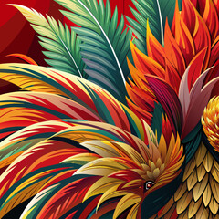 Sticker - Exotic bird feathers in close-up for texture backgrounds.