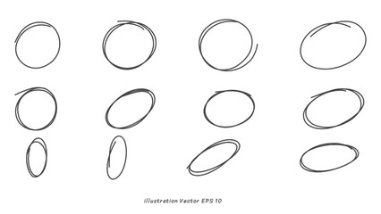 Handwritten circle symbol ,hand drawn elements , flat Modern design isolated on white background ,Vector illustration EPS 10