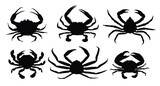 Fototapeta  - The set silhouettes of sea crabs.
