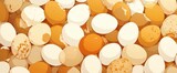 Fototapeta  - Close-up of eggs, featuring a mix of brown and white hues