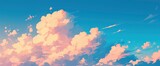 Fototapeta  - Clouds resembling those in an anime, painted against the dusky sky with lo-fi aesthetic vibes