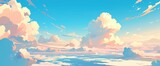 Fototapeta  - Clouds resembling those in an anime, painted against the dusky sky with lo-fi aesthetic vibes