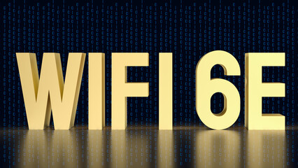 The gold Wi Fi 6E for technology concept 3d rendering..