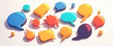 Fototapeta  - Collection of 3D speech bubbles with realistic shadows, isolated on a white background