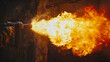 © enterdigital - Slowmotion capture of a flame thrower in action, focusing on the fierce blaze and dynamic motion