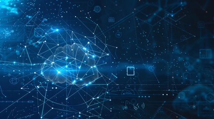 Technology networking and digital communication in business with cloud computing concept web storage for data global social media ai server online binary illustration background modern futuristic