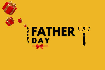 Happy Father' day post with hat and glasses. Happy Father Day post with tie and coat, the best dad ever concept. Happy Father's Day background with hat, tie, and glasses. father Day with a red backgro