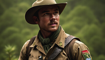 World Ranger Day. July 31st. The concept of the holiday. Ranger in nature