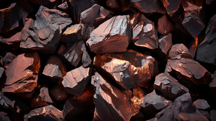 Red crushed iron ore raw iron ore, natural resource deposits, geological, mineralogy, mining industry, resourcestexture of huge iron ore stone, natural resource