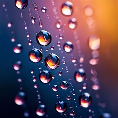 Wall Mural - water drops on red background