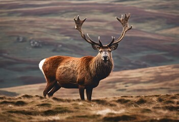 Wall Mural - A view of a Red Deer in the mountains