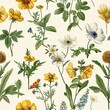 © HYOJEONG - Seamless floral pattern with poppies, cornflowers and wildflowers