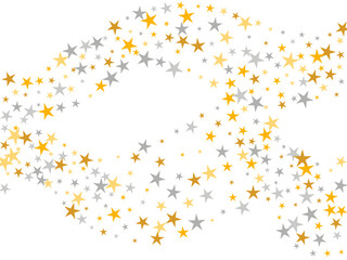 Wall Mural - Elegant silver and gold stars magic vector backdrop. Little stardust spangles xmas decoration elements. Celebration stars magic illustration. Spangle confetti gift decor.