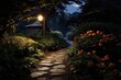 © OhmArt - A lantern-lit path guides visitors through the garden during a moonlit evening.