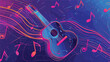 © Aliha - Music notes and guitar over blue and violet vector illustration
