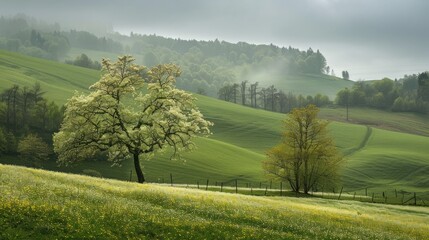 Canvas Print - Portrait illustration landscape Spring