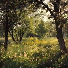 Canvas Print - Portrait illustration landscape Spring