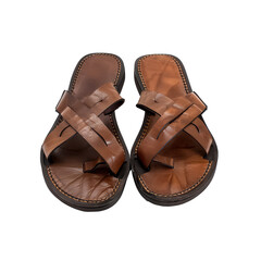 Wall Mural - Two brown sandals with straps and buckles