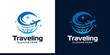 © Matteo_std - Traveling Logo design. Globe logo with airplane design graphic symbol icon vector