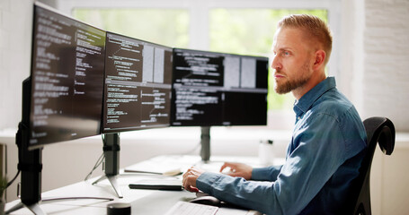 Poster - Web Developer Coding On Computer