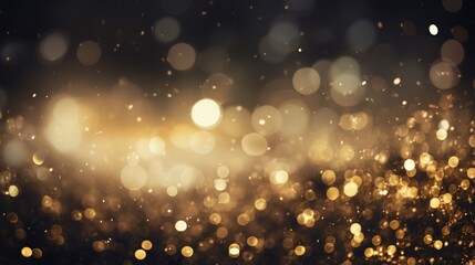 Canvas Print - Defocused vintage lights background in light gold and black with glitter.