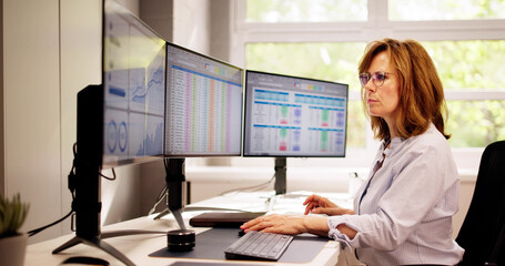 Aufkleber - Computer Spreadsheet Data Analyst Woman