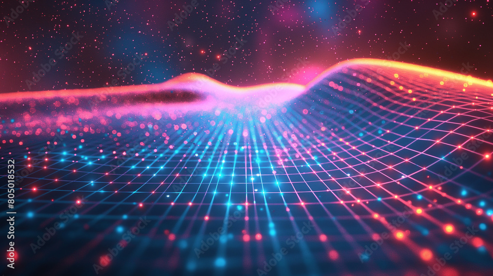 Technology background perspective retro grid. Futuristic cyber surface ...