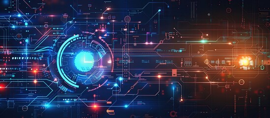 Poster - Abstract technology with circles digital hi-tech design background.