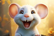 Cute happy cartoon mouse. Horizontal composition.