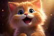 Cute happy cartoon cat. Horizontal composition.