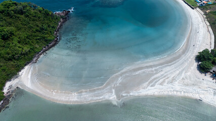 Wall Mural - Aerial view Bo Thong Lang Beach, Bo Thong Lang Beach small bay with beach that curves beautiful circular shape, White sandy beach, Bang Saphan, Prachuap Khiri Khan, Thailand.