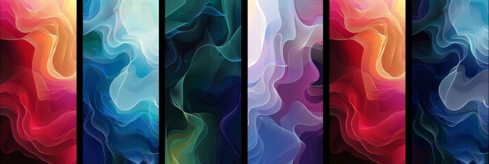 Poster - A collection set of wavy colorful backdrops in different designs for insta post and story. web design banner.