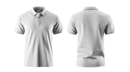 Wall Mural - Grey Polo Shirt Design Template. Front and Back Mockup Isolated on White Background for Fashion 
