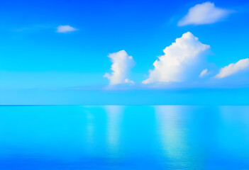 Wall Mural - a stunning view of a clear blue sea meeting a clear blue sky