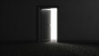 © Grent - Dark scene inside the room, The door was half opened and a white light came out