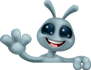 Poster - Alien Grey Gray Fun Cartoon Character