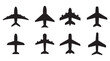  airplane icon set, Aircrafts black flat style, Flight transport symbol. Travel illustration. flat icon for apps and websites