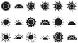 Sun icon set, Sun symbol vector, black suns star icons collection. Summer, sunlight, nature, sky sunset